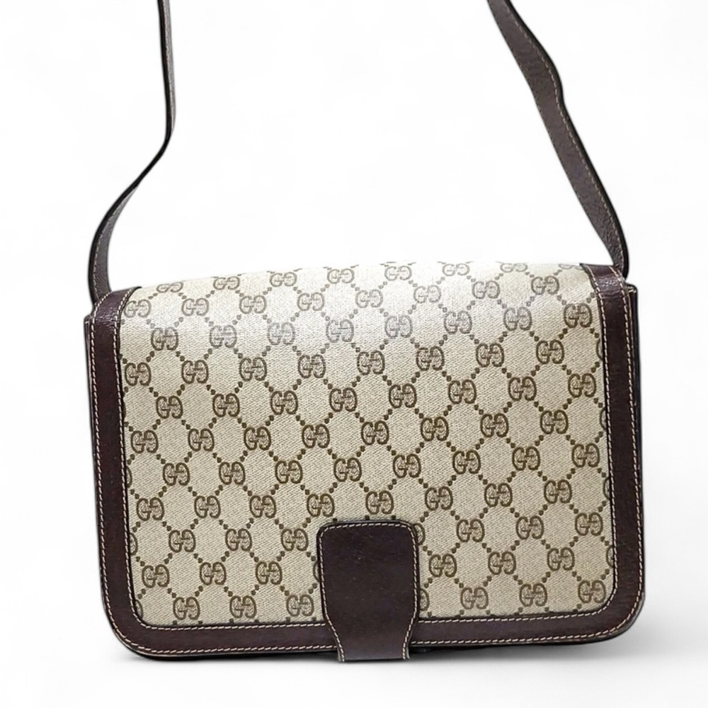 GUCCI Brown Monogram Shoulder Bag - Picture 3 of 10